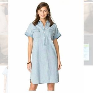 Women's Short Sleeve Denim Shirtdress - Co…